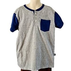 Excellent Airwalk Boys Gray Navy Colorblock Short Sleeve Henley Shirt Size Small